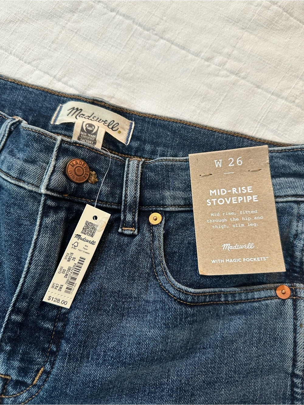 Madewell Dark Blue Mid-Rise Stovepipe Jeans